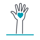 hand with heart icon