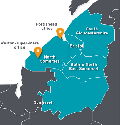 Map showing our office locations and where we own homes